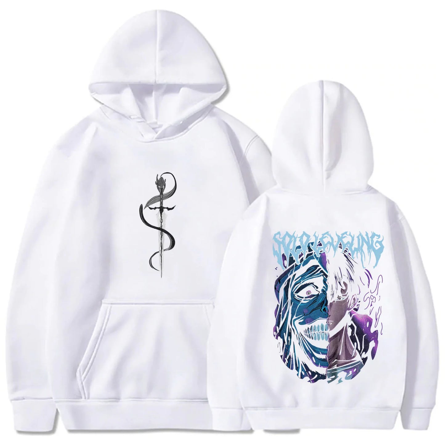 Solo Leveling Statue of God Hoodie Sung Jinwoo Hoodie Anime Graphic Tees Anime Sweatshirts Women Men Gift Streetwear WHITE