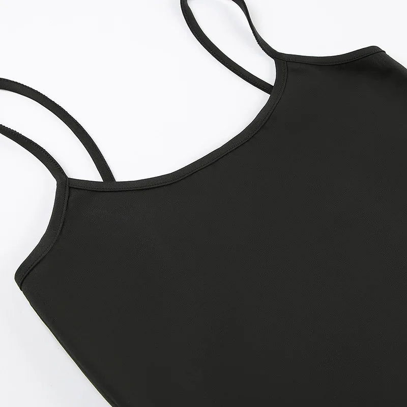 Summer Casual Sleeveless Spaghetti Strap Top Women Harajuku All-match Cropped Tops y2k Vintage Clothing