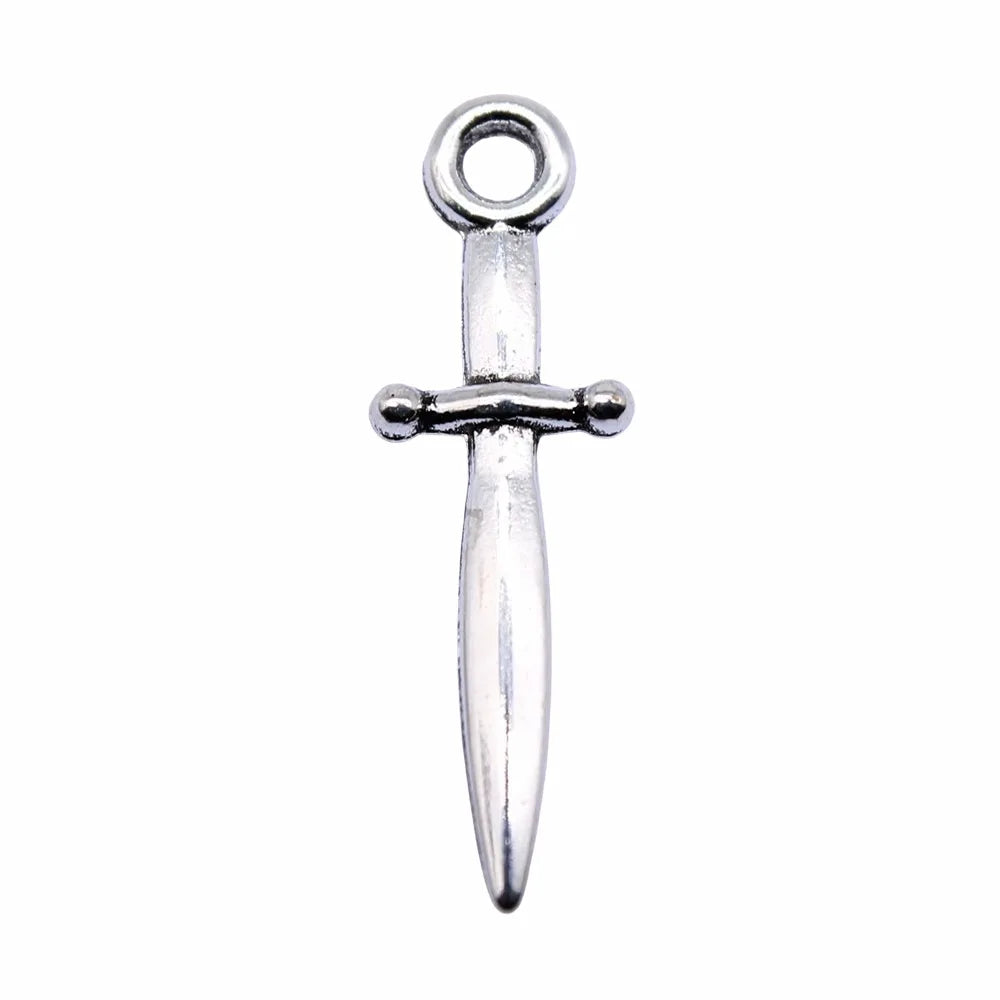 WYSIWYG 20pcs 24x8mm Antique Silver Color Sword Charms Pendant For DIY Jewelry Making Handmade Jewelry Craft Findings