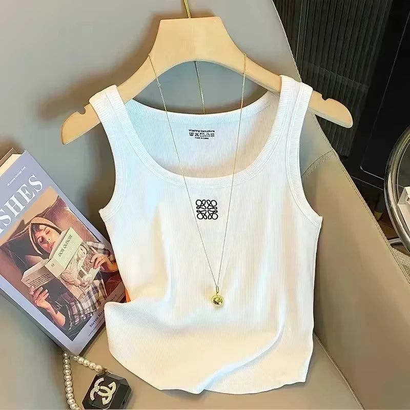 2025 Trending! Luxury French Printed Vest - Comfort-Driven for Travel/Sports, Breathable Elegance Printed vest WHITE