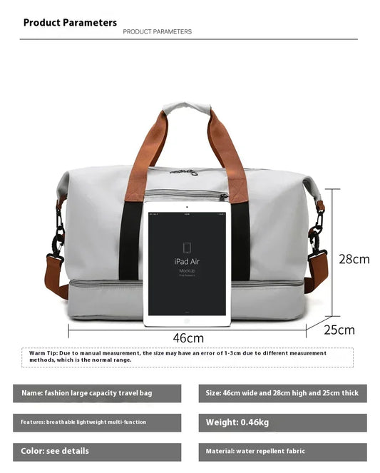 Large Capacity Travel Gym Bag Short-distance Luggage Portable Fitness Bags Shoulder Crossbody Handbags Men's Sports Waterproof B