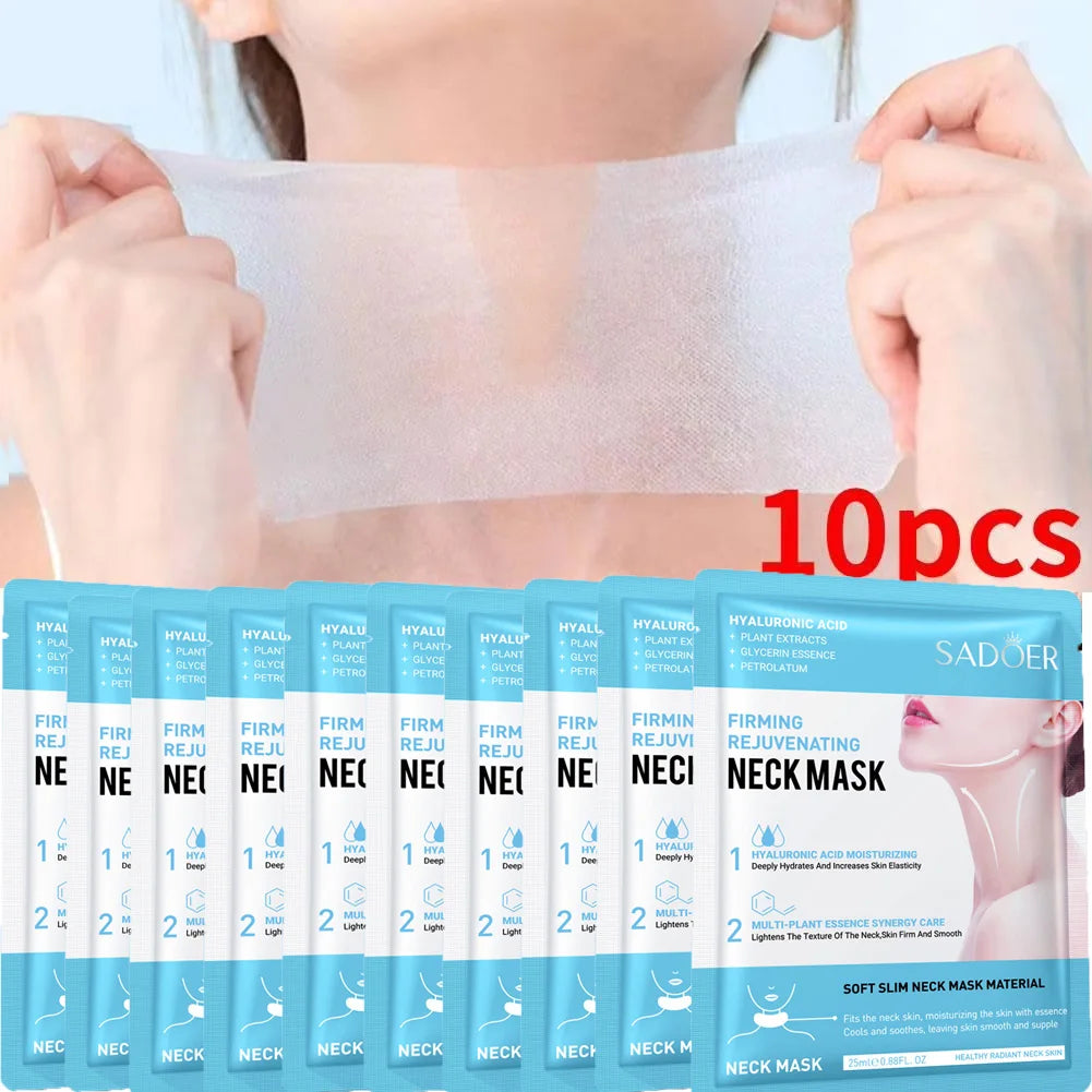 10PCS Collagen Anti Wrinkle Neck Mask Anti Aging Fade Fine Lines Firm Skin Moisturizing Brighten Rejuvenating SkinCare Cosmetics