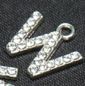 10pcs /26pcs pieces silver English letters drill metal pendant DIY fashion necklace bag pendant earrings material 10pcs W