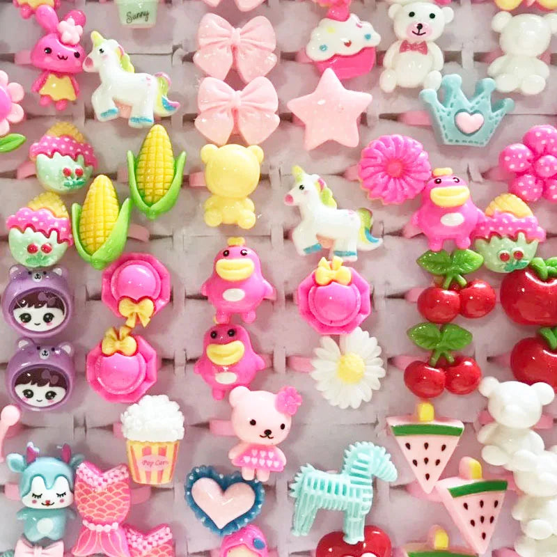 10pcs/lot Children's Cartoon Rings Candy Flower Animal Bow Shape Ring Set Mix Finger Jewellery Rings Kid Girls Toys Anillo 05