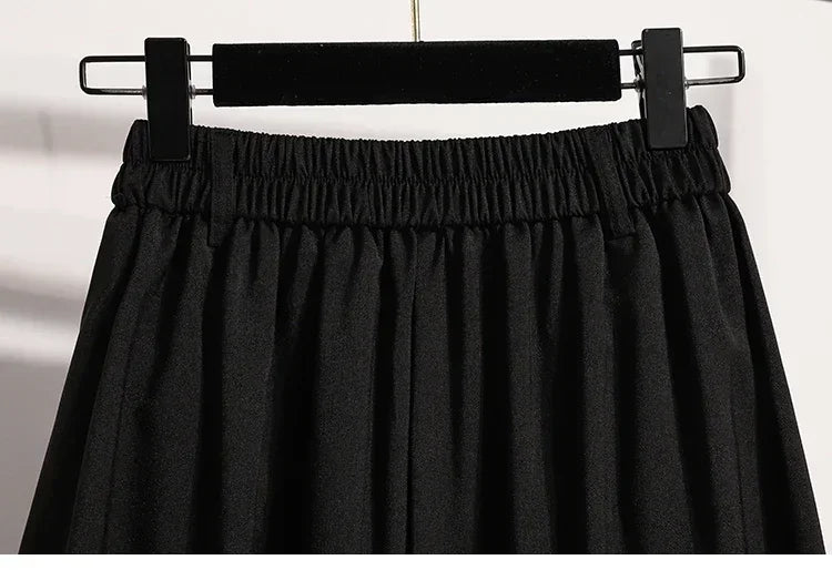 2025 Solid Color Versatile Medium Length Skirt Pleated Plus Size A-Line Maxi Gown Cover Hip Spring Summer New Half-length Skirt