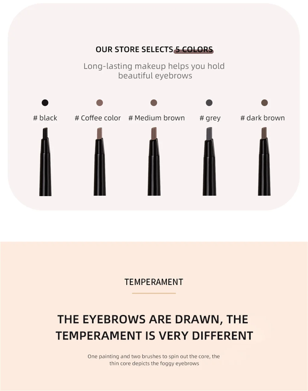 Makeup for Women Waterproof Eyebrow Enhancer Pen with Double Head Pencil and Brush Long Lasting Eye Brow Cosmetics Easy to Wear