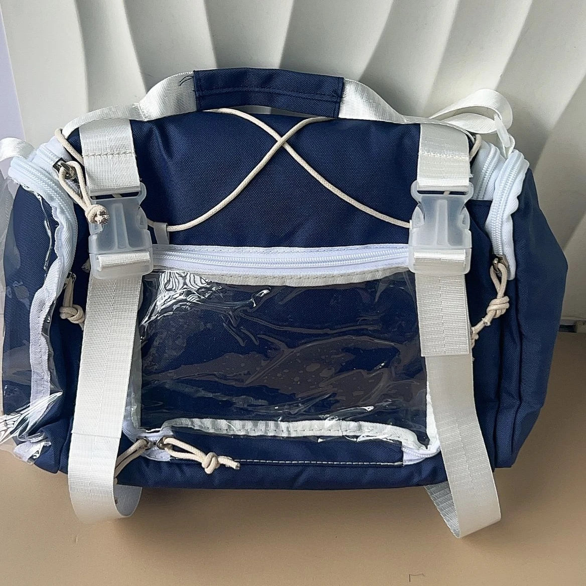 Y2K Cute Lolita Ita Bag Large Capacity Shoulder Crossbody Kawaii Girls Transparent Messenger DIY Display Casual Handbags blue