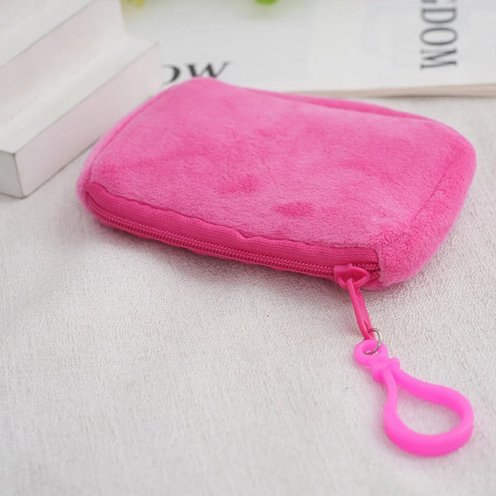Princess Disney Kids Anime Plush Coin Purse Girls Mini Wallet Printed Moneybag Kawaii Square Portable Storage Bag Birthday Gifts