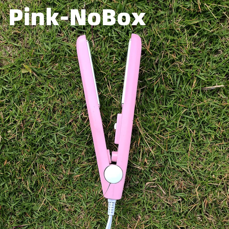 3 in 1 Hair Iron High Quality flat iron Straightening hot comb mini professional hair straightener & Curling Iron Styling Tools Pink-NoBox