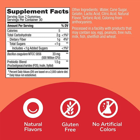Probiotic + Prebiotic Gummies - Promote Digestive Health and Relieve Bloating Supplement