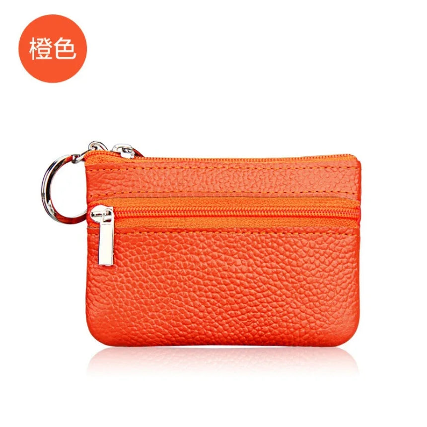 PU Leather Coin Purses Women Small Change Money Bags Pocket Wallets Key Holder Case Mini Functional Pouch Zipper Card Wallet Orange