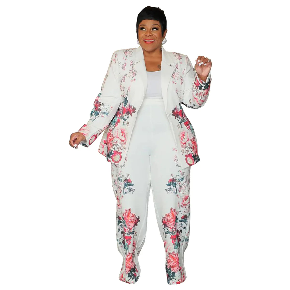2 Piece Women Sets 2024 New Arrival Plus Size Autumn Winter Matching Two Pieces Sets Blazers Top Pants Suits Outfits Clothing