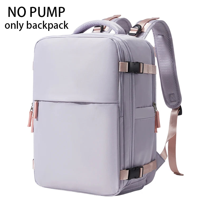 Vacuum Compression Backpack with Vacuum Pump, Travel Backpack Space Saver for Clothing, Carry on Laptop Backpacks For Women No Pump