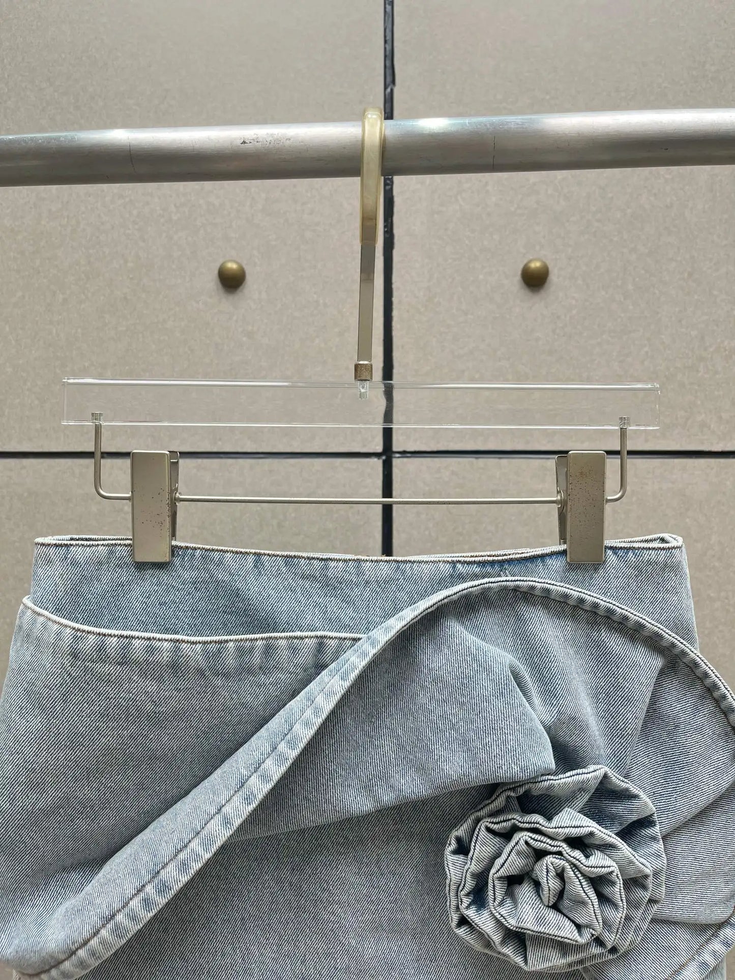 Rose Decoration Low Waist Women's Denim Skirt Y2K Temperament High Street Mini Half-body Skirt 2025 Summer New