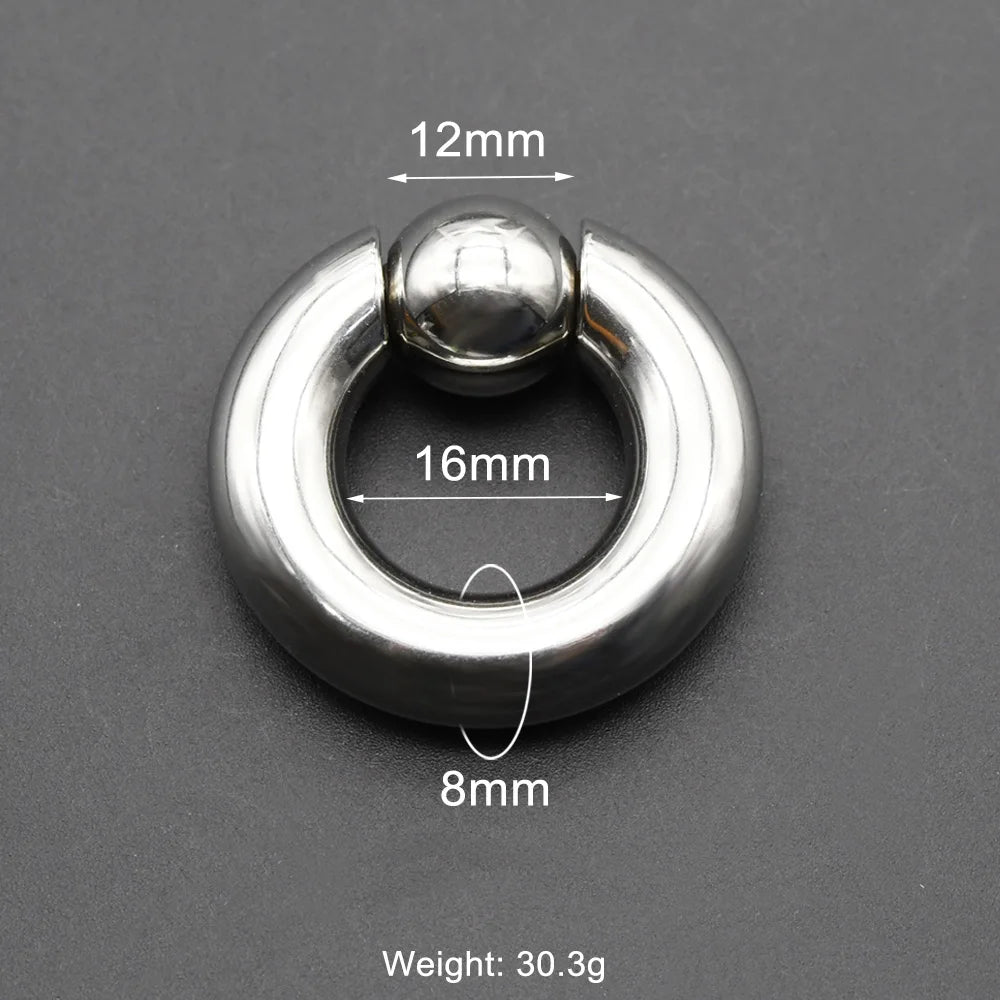 1Pc Large Gauges Stainless Steel CAPTIVE SPRING BEAD RING for Septum Piercing BCR Nose Ring Hoop Expander Earlobe Earrings 00G 8x16-12mm 1 Piece