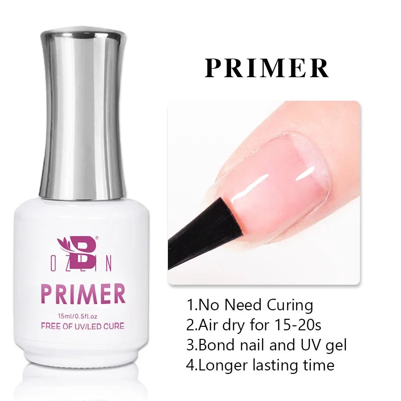 AWStorG15ml 2 IN 1 Crystal Top Coat Transparent Soak Off UV LED Nails Art Manicure Gel Nail Polish Varnishes Primer Function Gel 15ML Primer