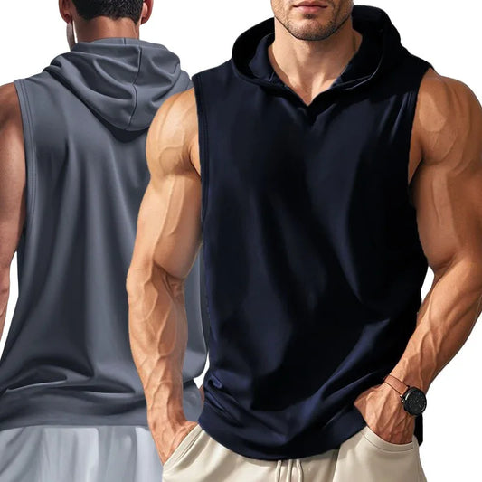 Gym Solid Color 2024 Brand New Men's Tank Tops Vest Sleeveless Tees For Male Hooded Man Vests Tops Hip Hop Men Tank Top T shirt