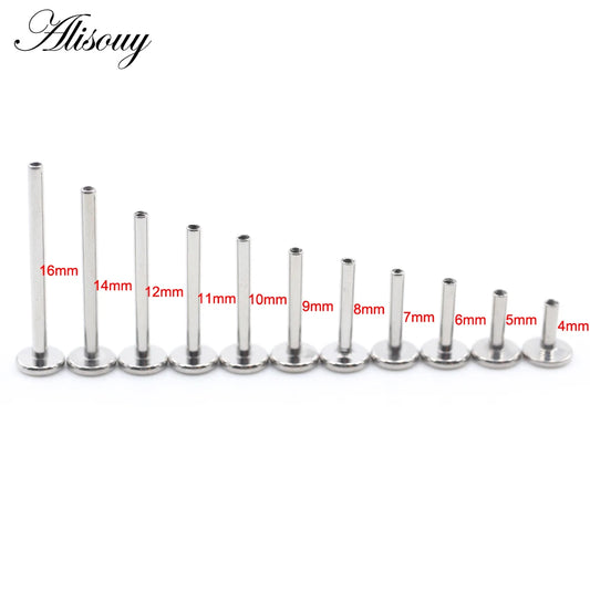 Alisouy 1PC G23 Titanium Internally Threaded Labret Shaft Lip Replacement Flat Bar Ear Tragus Stud Earring Body Piercing Jewelry