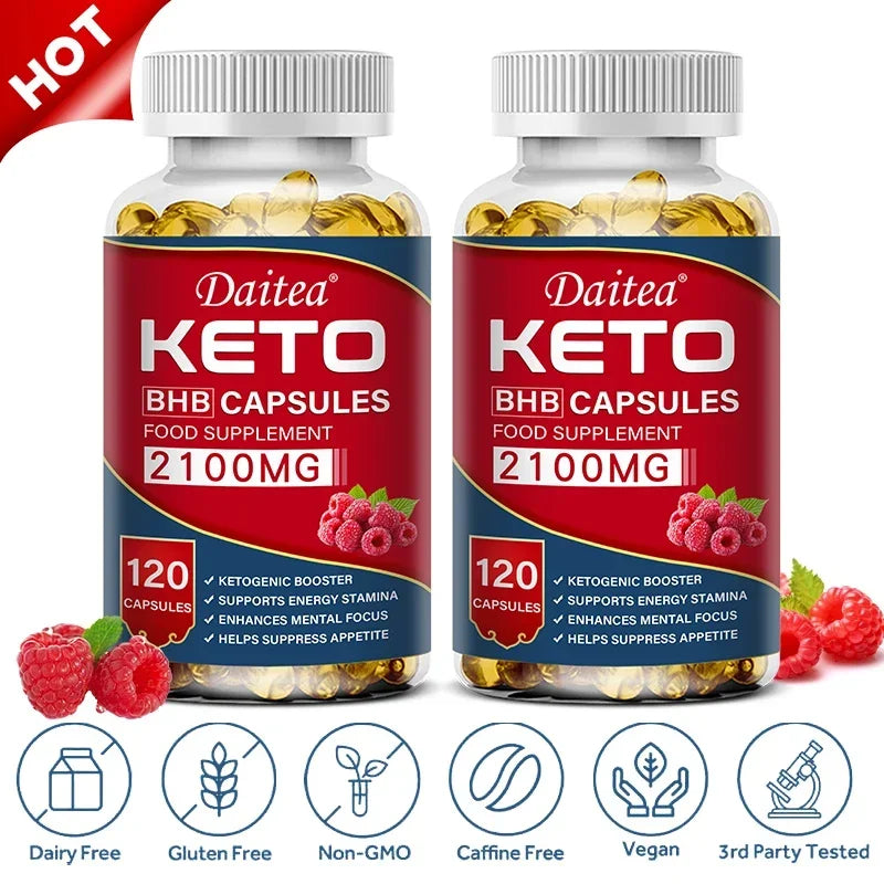 Daitea Fat Burning Weight Loss Keto Softgels - Helps with better body calorie breakdown, weight management and health 120 count-2 bottle