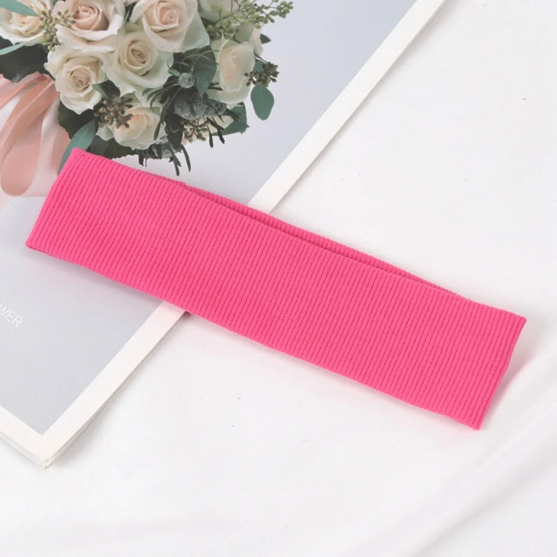 New Unisex Headband Sports Elastic Running Hair Bands Yoga Hairband Women Men Fashion Makeup Hair Hoop Headwrap Hair Accessories Rose Red
