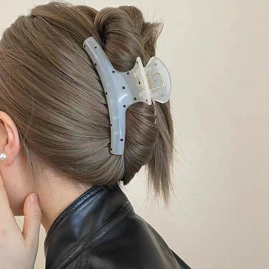 1pc black and white polka dot streamer bow grab clip luxury versatile shark clip hair clip hair grab elegant hair accessories