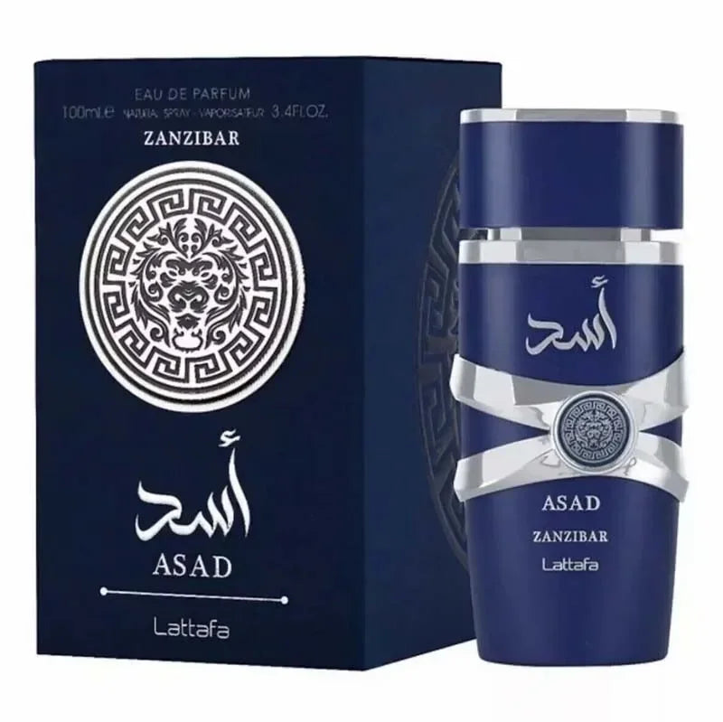 Asad Zanzibar by Lattafa for Men Eau de Parfum Spray 3.4 Oz 100 Ml Fresh, Spicy, Vanilla, Coconut, New in Box Badiee Stylez