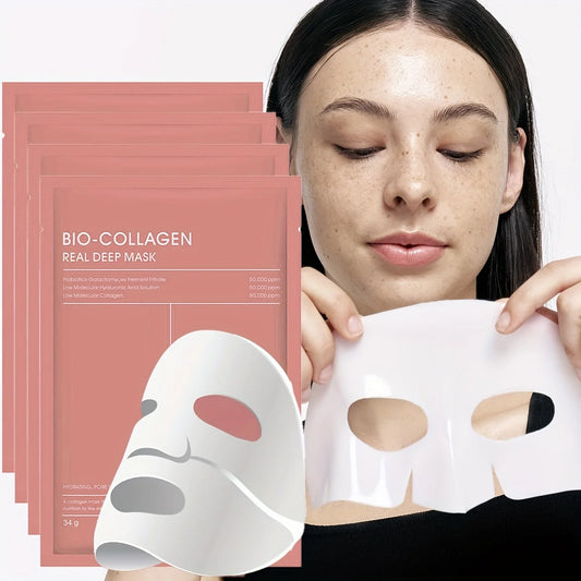 4/8PCS Bio Collagen Face Mask Shrink Pores Deep Hydrating Overnight Mask Moisturizing Refreshing Brightening Face Skin Care