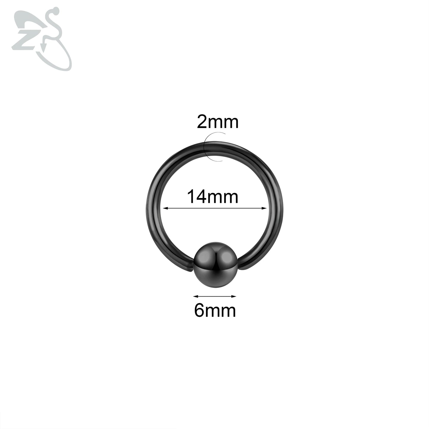 ZS 1 Piece 2/4/6/8G Black Color Stainelss Steel Horseshoe Nose Ring Men Punk Large Gauge Piercings Ear Expander Septum Piercing Style 14
