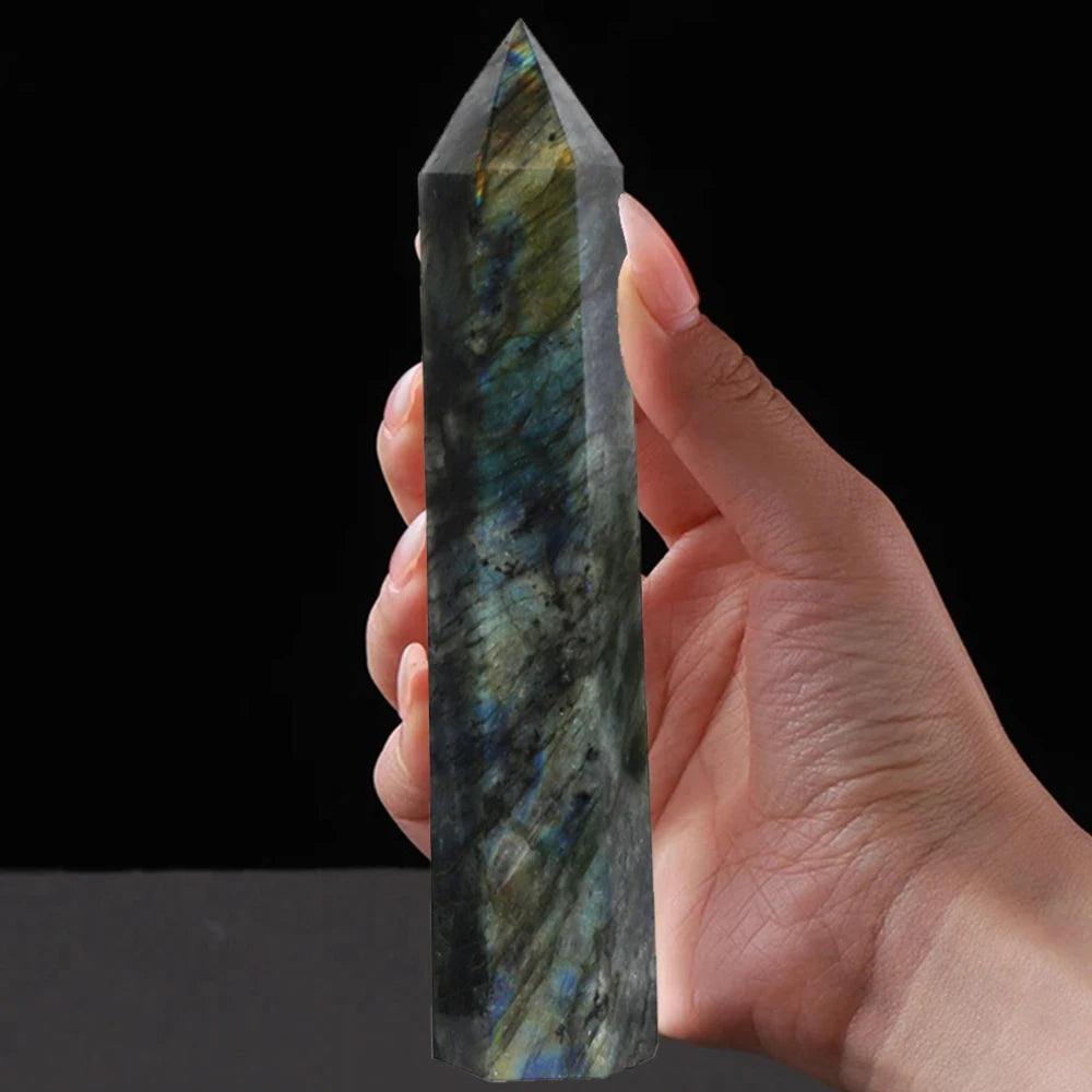 15cm Natural Amethyst Single Pointed Hexagonal Prism Crystal Wand Big Size Lapis Lazuili Tower Home Decoration Labradorite Craft Labradorite