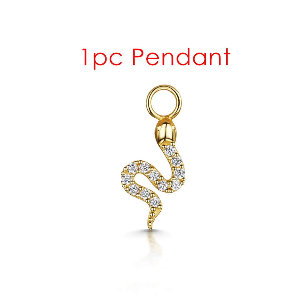 1PC Little Star Moon Snake Crystal Charms Pendant Helix Daith Earrings for Women Hanging Matching Piercing Lobe Tragus Jewelry CC034-2