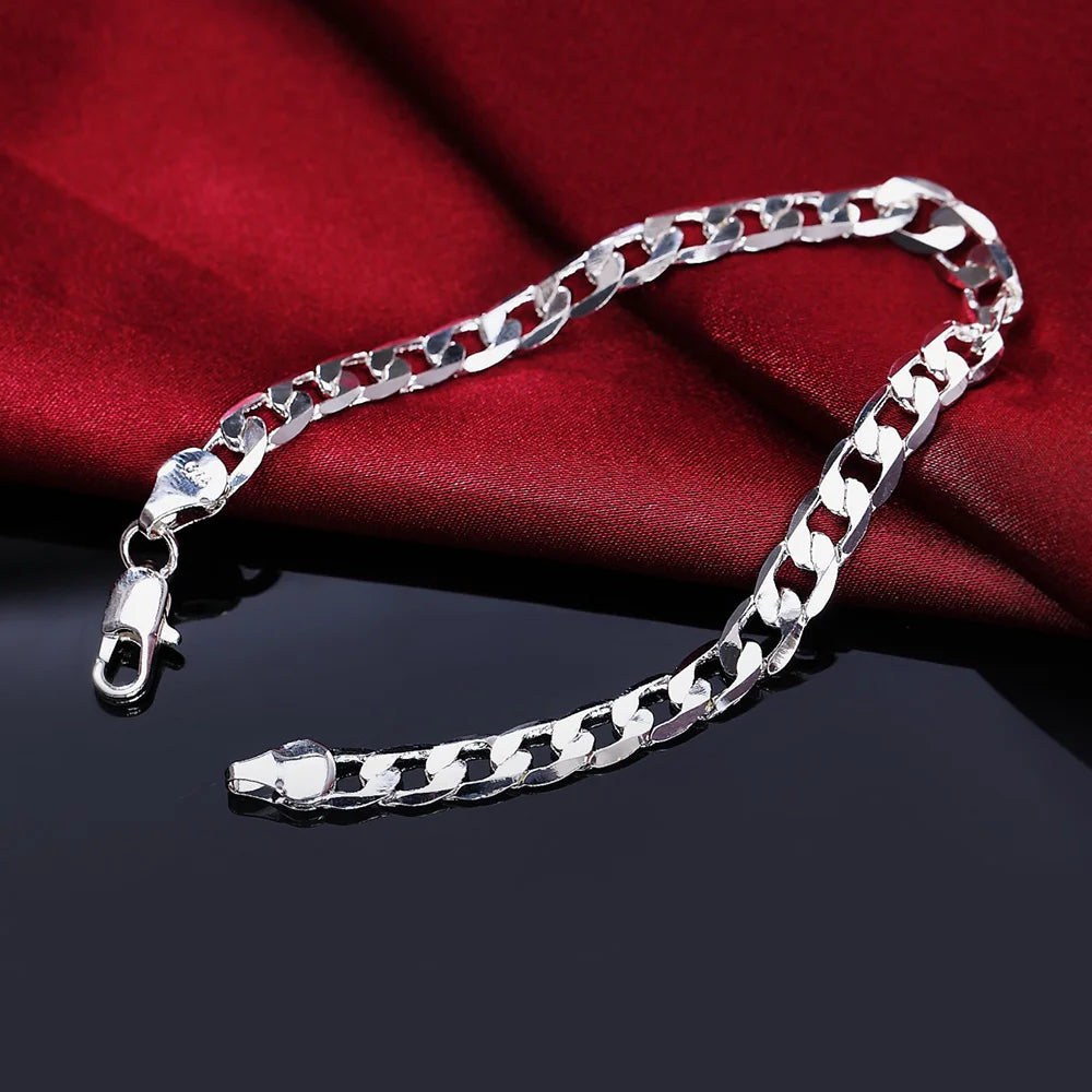 New High quality 925 Sterling Silver 4MM Women Men chain Male Twisted Rope Bracelets Fashion Silver Jewelry H246