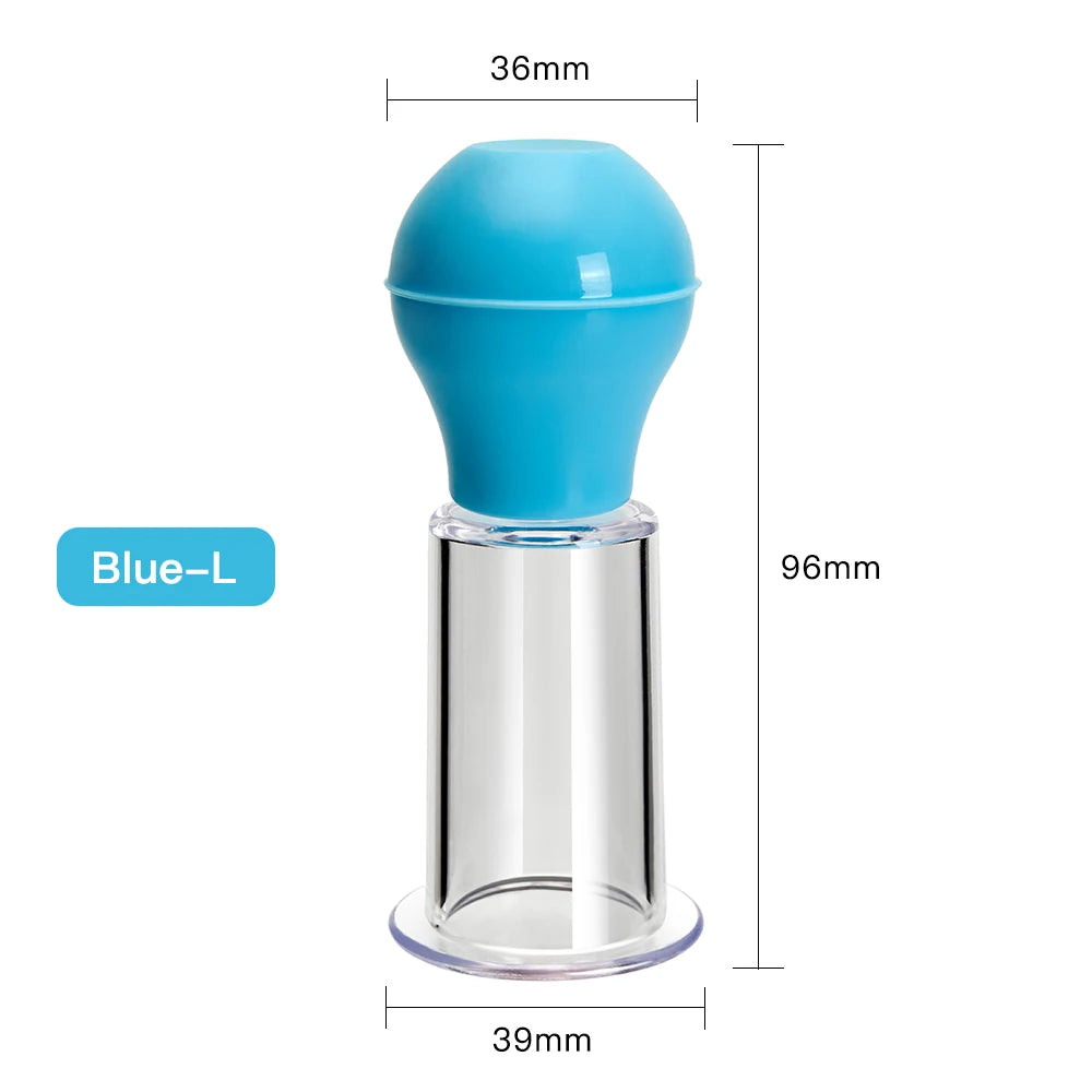 Facial Massage Cups Vacuum Cupping Skin Lifting Anti Cellulite Massager for Face Pvc Body Cups Skin Scraping Massage Jar Blue-L