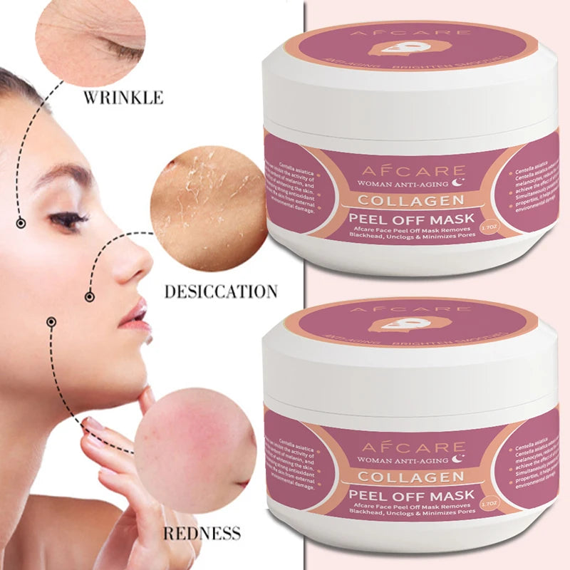 Anti Wrinkle Collagen Wrapping Peel Off Facial Mask Korean Collagen Wrapping Mask Tighten Face Lifting Moisturizing Care Mask Wrapping mask 2pcs