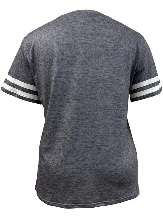 2024 Plus Size Spring/Summer New Love Print Casual Fashion Women's V-Neck Short-Sleeved Loose T-Shirt 5XL 6XL