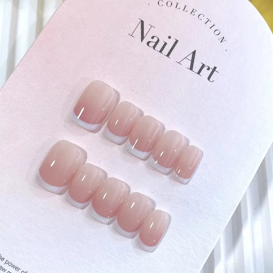 10Pcs Valentine's Day Handmade Nails Red Heart Polka Dot False Nail for Women&Girl Short Cat's Eye Detachable Wearable Nails 384S