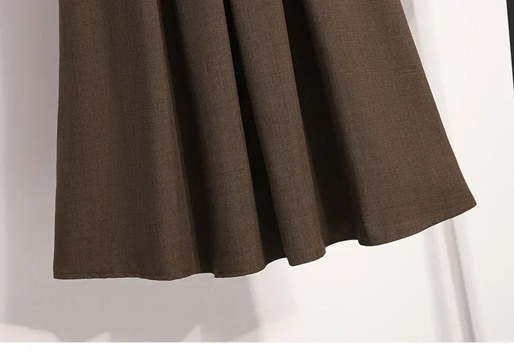 2025 Solid Color Versatile Medium Length Skirt Pleated Plus Size A-Line Maxi Gown Cover Hip Spring Summer New Half-length Skirt