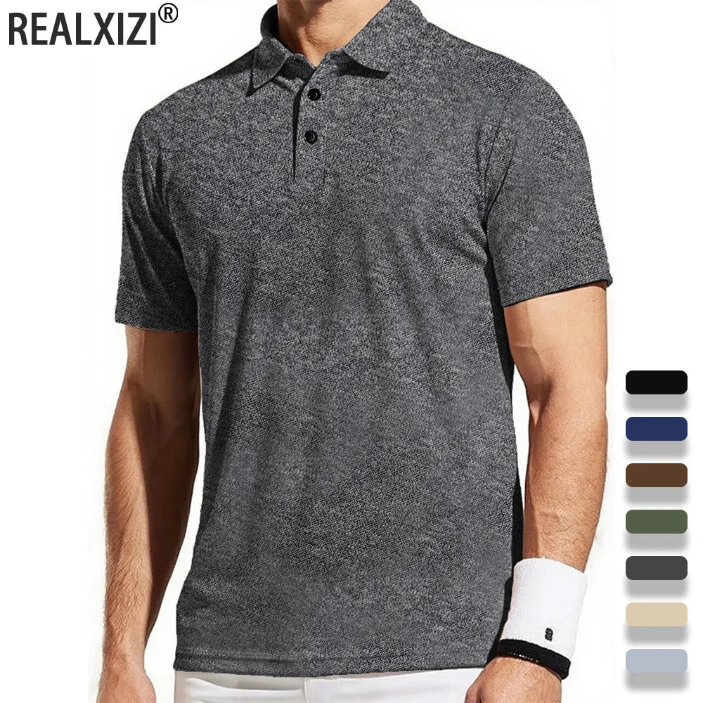 Men's Trendy Polo Shirt - Breathable Solid Color Casual Tee for Effortless Summer Style