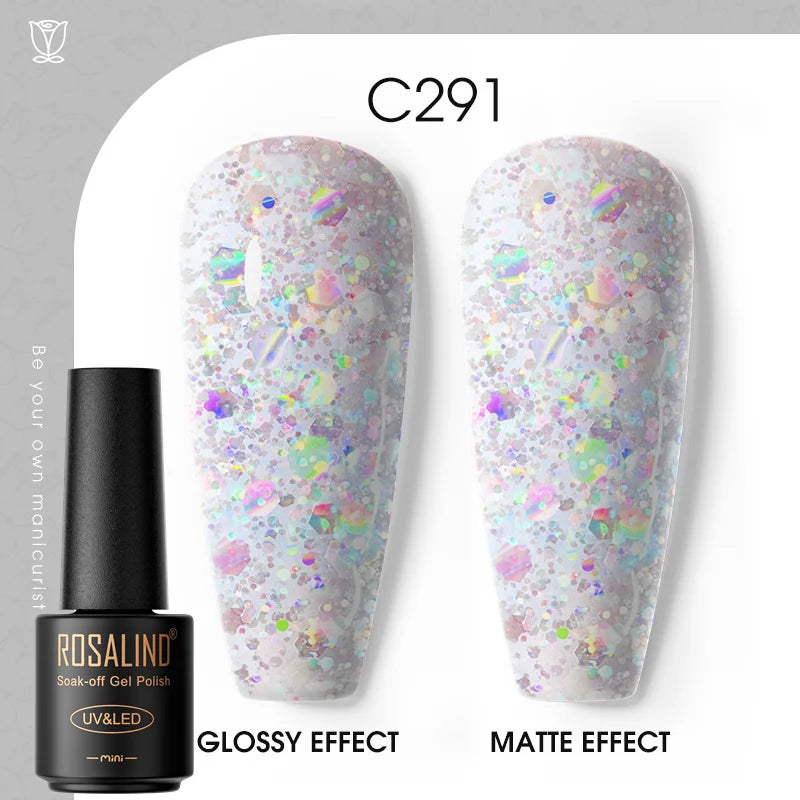 ROSALIND Hot-sale Bottle Gel Nail Polish Vernis Semi Permanent Primer Top Coat Bright Classic For Nail Art Design LED/UV Lamp C291