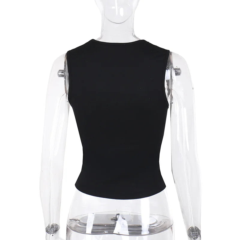 Y2K Women'S Bow Tie-Up Tank Tops Wide Shoulder Straps Bandage Camisole Sexy Low Cut Crop Tops Female Vest Tops