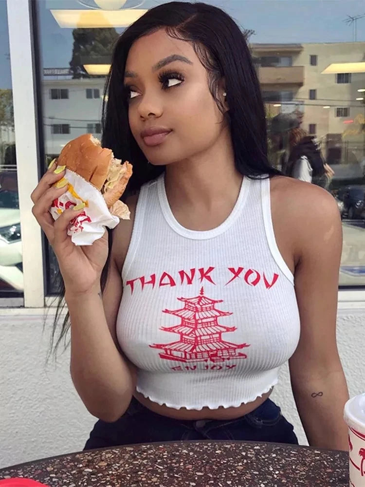 knitting Print O Neck Off Shoulder Tank Top Summer Women Casual Slim Streetwear Crop Top Female Vacation Clothes Top WHITE