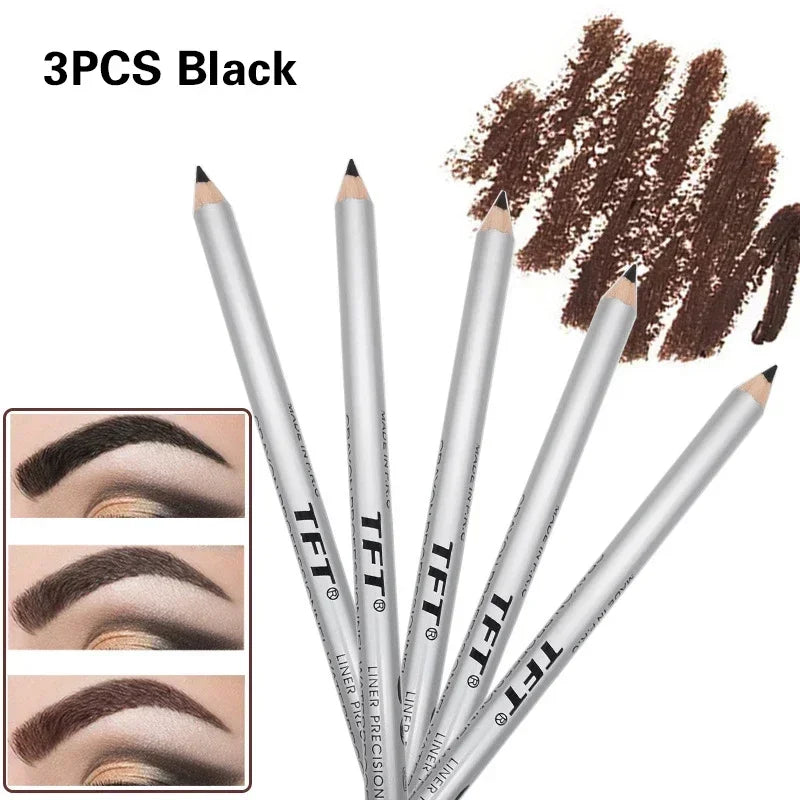 1/3pcs Eye Brow Pencil Waterproof Professional Women Eye Makeup Pen Easy Color Natural Black Brown Cosmetic Beauty Eyebrow Tool 3pcs-1