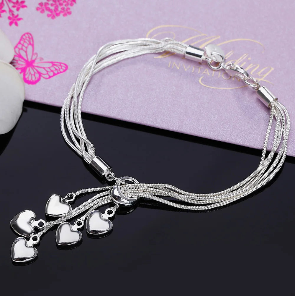 New High quality 925 Sterling Silver 4MM Women Men chain Male Twisted Rope Bracelets Fashion Silver Jewelry H067