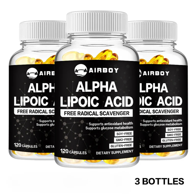 Alpha Lipoic Acid 600 Mg - Supports Antioxidant Health and Sugar Metabolism and Helps Relieve Nerve Pain 3 bottles