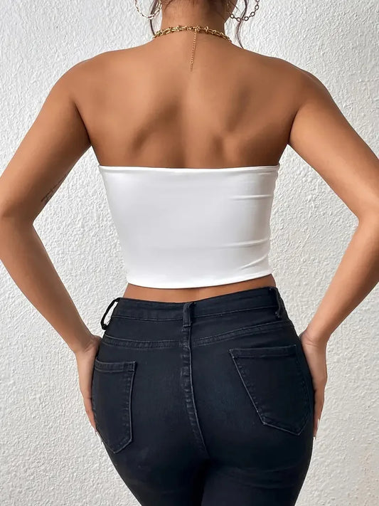 Women's Sexy Solid Stretchy Bodycon Crop Tube Top - Casual Every Day Tops for Stylish Comfort