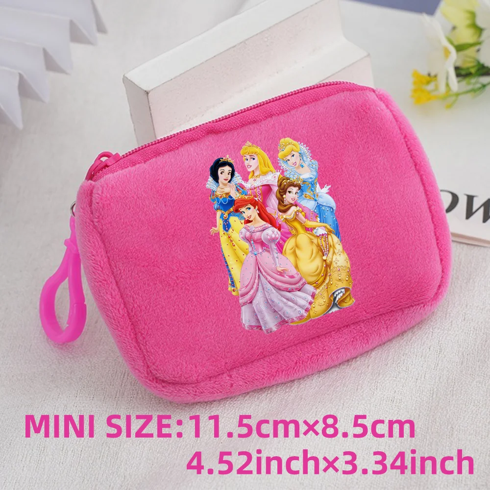Princess Disney Kids Anime Plush Coin Purse Girls Mini Wallet Printed Moneybag Kawaii Square Portable Storage Bag Birthday Gifts 1pcs-027
