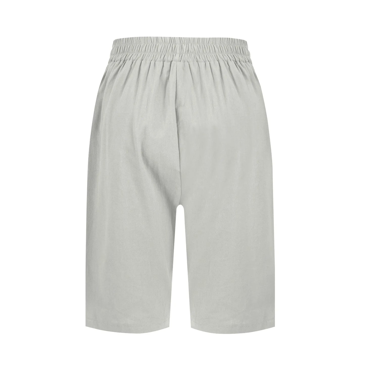 Womens Capris Cotton Linen Pants Drawstring Elastic Waist Pants Casual Cropped Trousers Daily Breeches Five Half Pants Pantalone