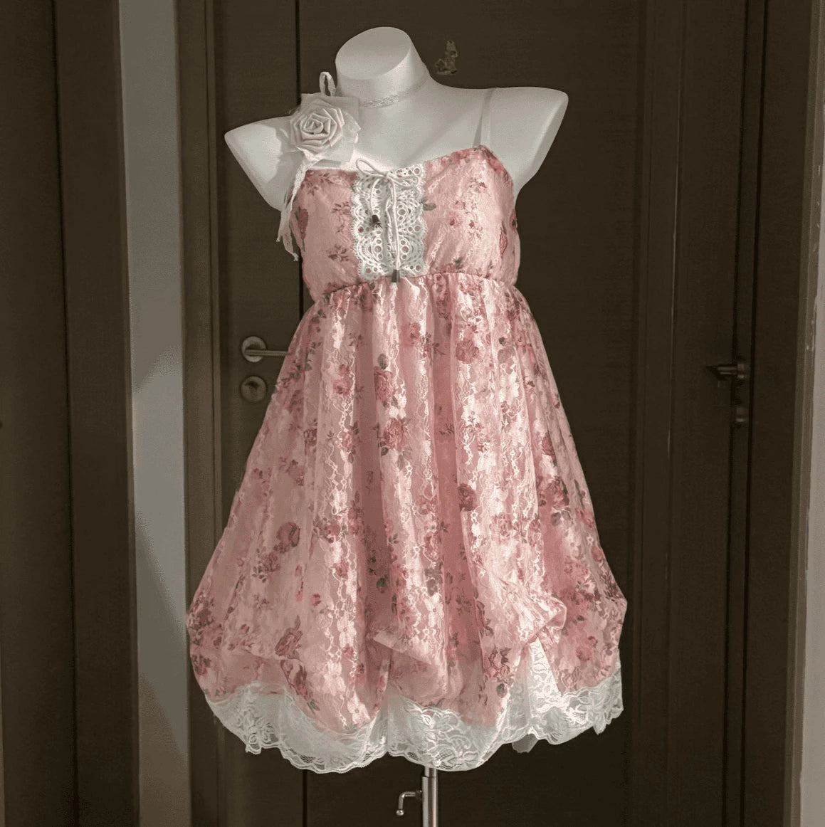 2000s Gothic Vintage Mini Dress Women Sleeveless Strap Party Dress Evening Lace Retro Cltohing Japanese Y2k Black Chic 4293 Red Pink