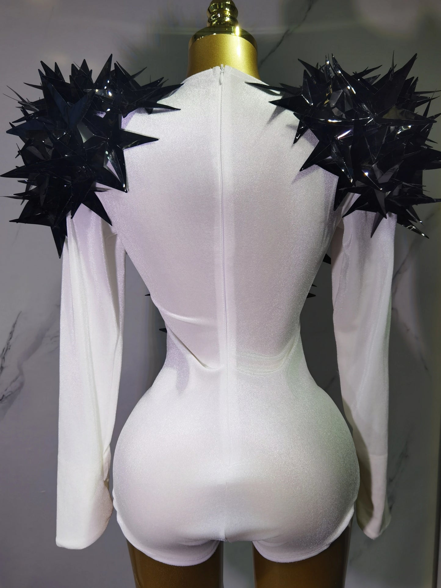 2025 New Shiny Black Rhinestone Velvet Long Sleeve Bodysuit Women Evening Party Club Gala Hosts NightClub Bar Stage Costumes