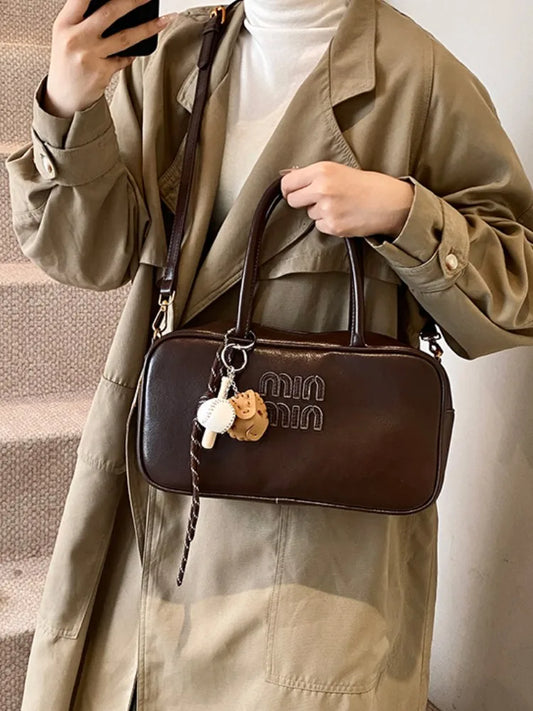 2025 new high-end luxury designer Boston handbag female niche retro fashion all-match pillow bag shoulder messenger bag trend