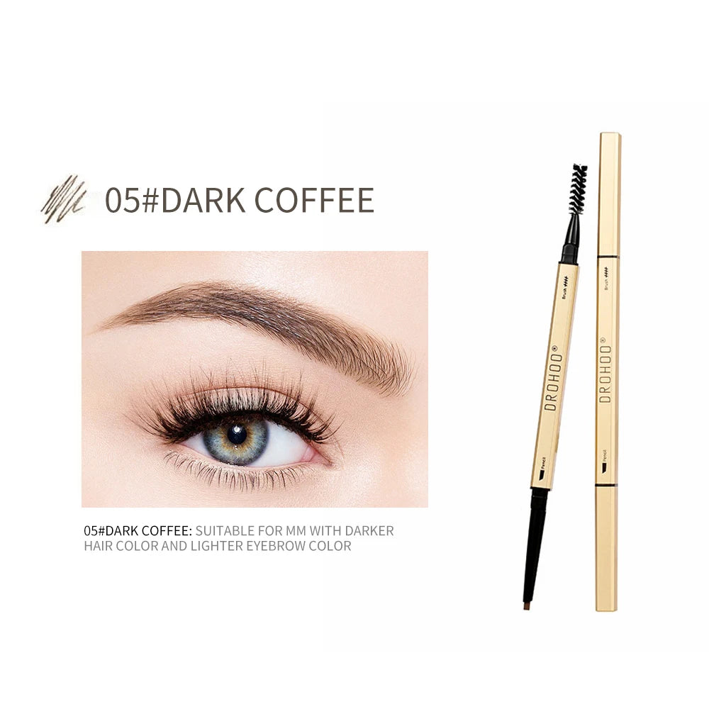 Makeup for Women Waterproof Eyebrow Enhancer Pen with Double Head Pencil and Brush Long Lasting Eye Brow Cosmetics Easy to Wear Dark Brown
